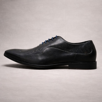 Black Patterned Leather Oxford