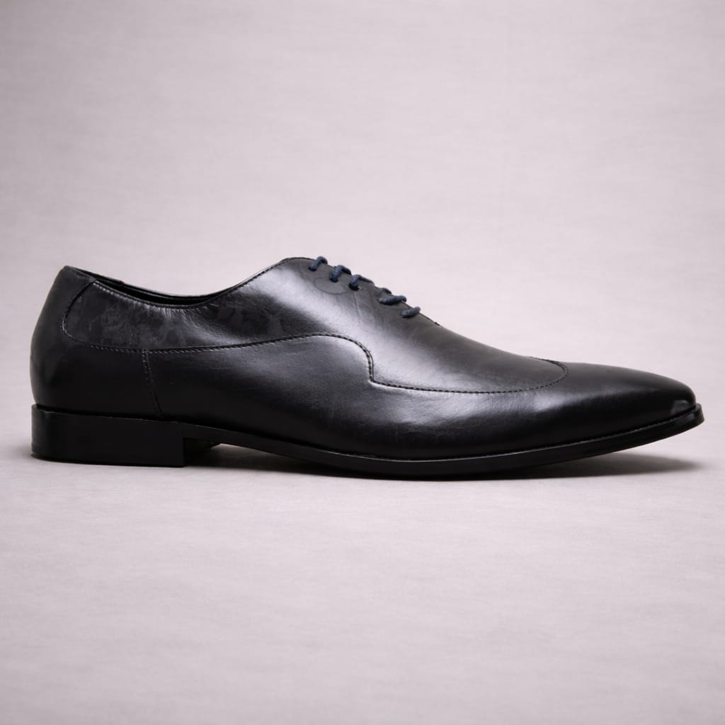 Black Patterned Leather Oxford