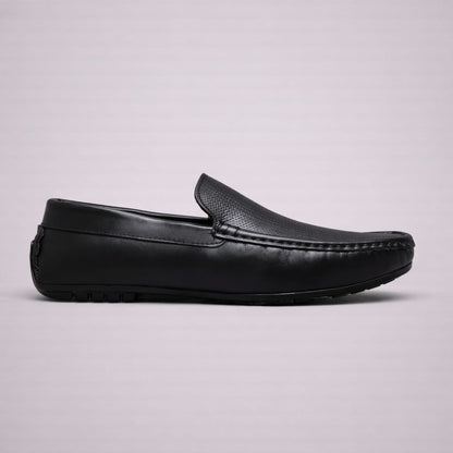 Black Textured Driving Loafers