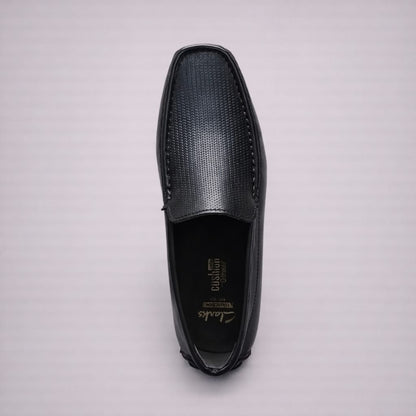 Black Textured Driving Loafers