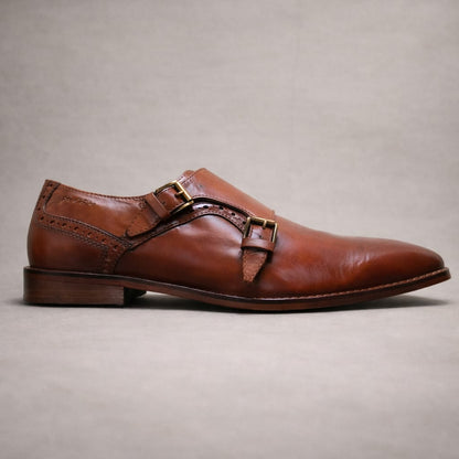 Double Monk Strap Leather Shoe