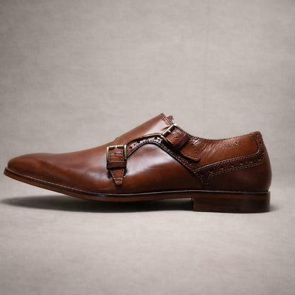 Double Monk Strap Leather Shoe
