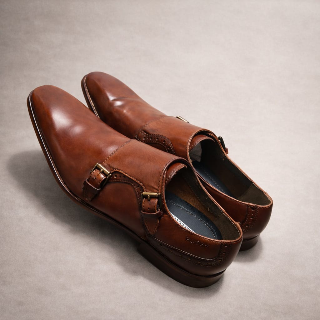 Double Monk Strap Leather Shoe