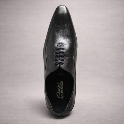 Black Patterned Leather Oxford